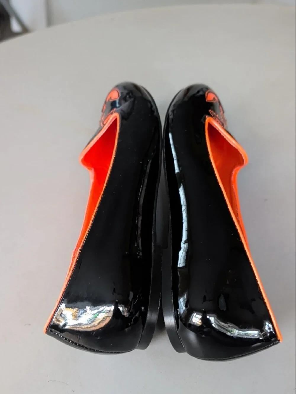 Strange Cvlt Jack o Lantern Women Black Orange Patent Pumpkin SlipOn Flats SZ 9